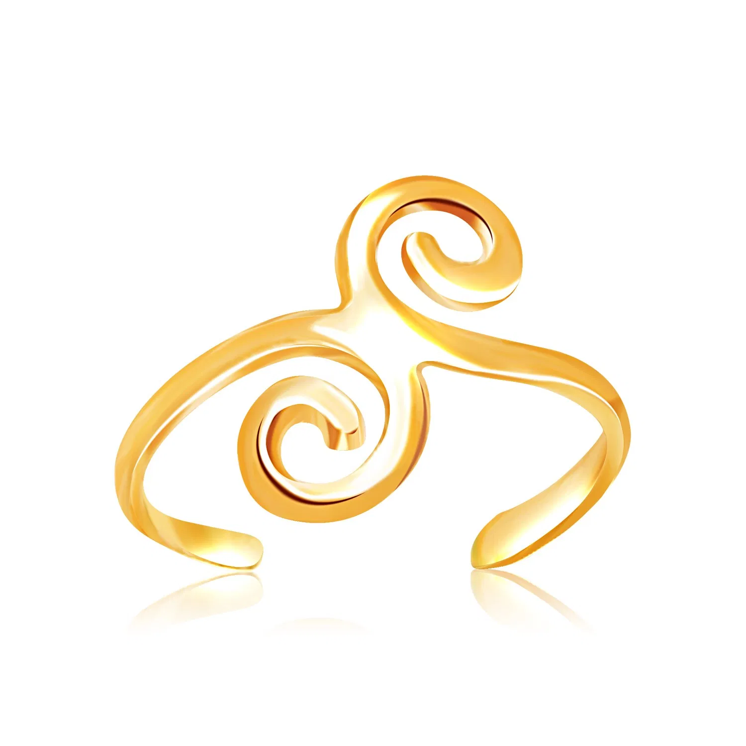 14 Karat gelbes Gold Scrollwork Toe Motif Ring