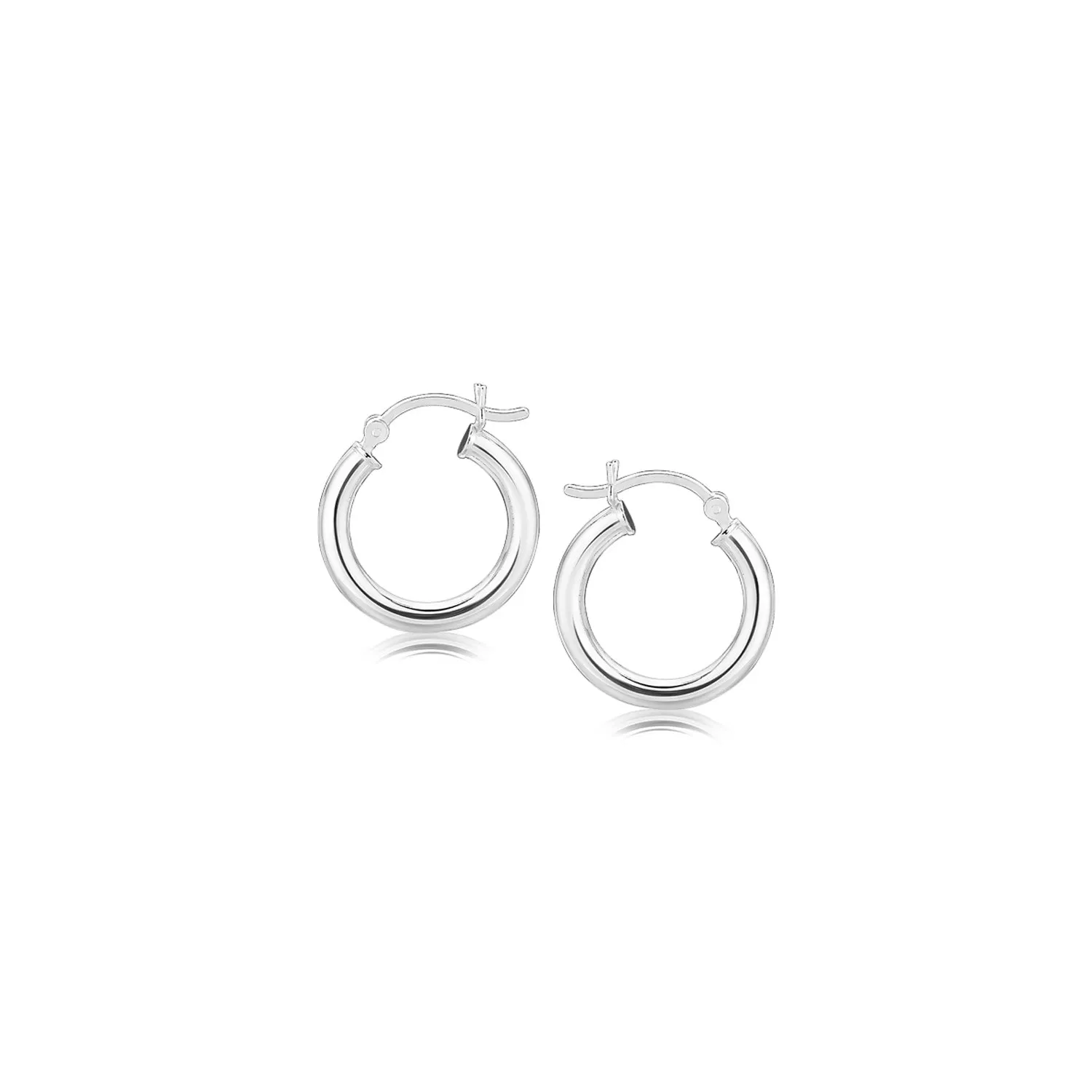 Sterling Silber polierte Hoop-Stil - Ohrringe mit Rhodiumplatzierung (3x15mm)