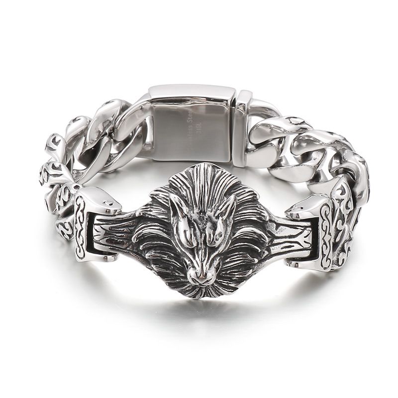 Vintage Distressed Skull Floral Men 's Titanium Steel Armband