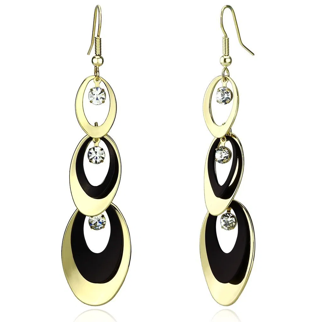 LO2652 - Gold + Ruthenium-Eisen - Ohrringe mit Top-Grade - Kristall in Clear