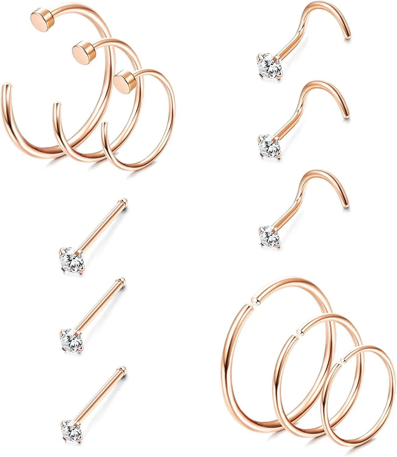 Ringe Chirurgische Nasenschreifen für Frauen Männer Dot CZ Nasen Studs Set 20G Nasen Piercing Nasenloch Lippen Nasenschreifen Körperschmuck