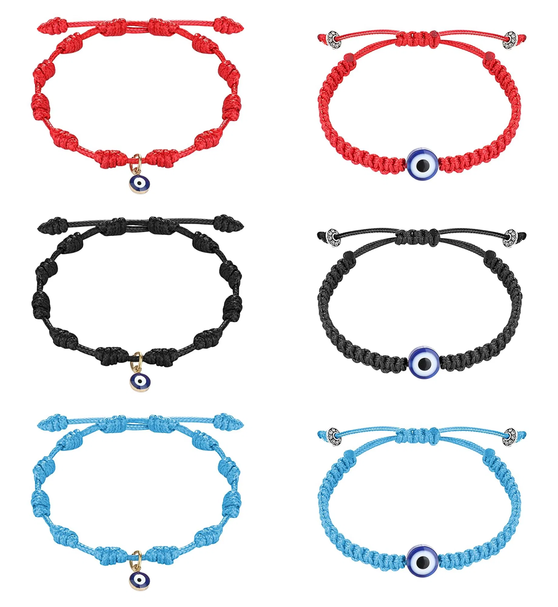 6pcs Evil Eye Armbänder Handgemacht Lucky Red String Armbänder einstellbar Kabbala Schutz für Familien Frauen Mädchen Männer Junge