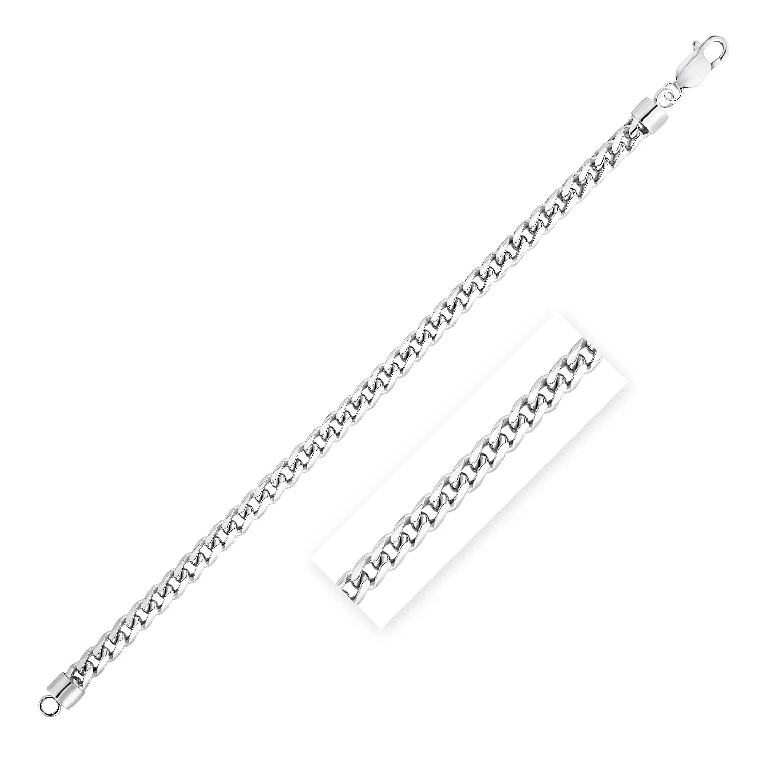 Sterling Silber Rhodium Plated Round Franco Chain 6,0 mm