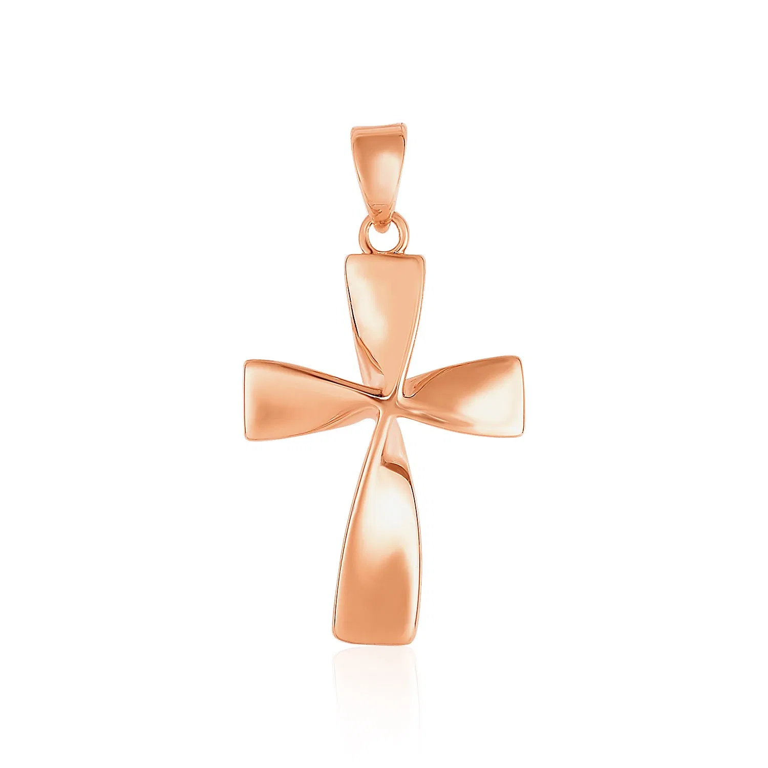 Flat Twisted Cross Anhänger in 14 Karat Rose Gold