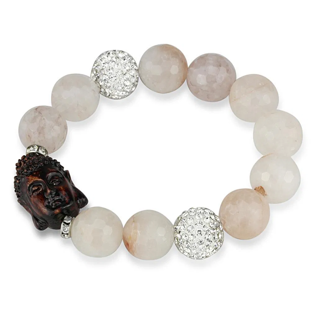 LO3779 - Rhodium Brass Armband mit synthetischem Onyx in Lichtrose