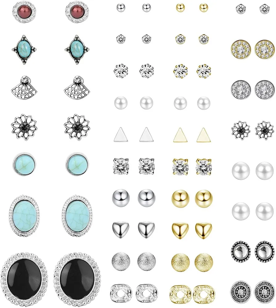 35Pairs Multiple Stud Ohrringe Crystal Pearl Ohrringe Nettes Vintage Ohrringe Set Für Frauen