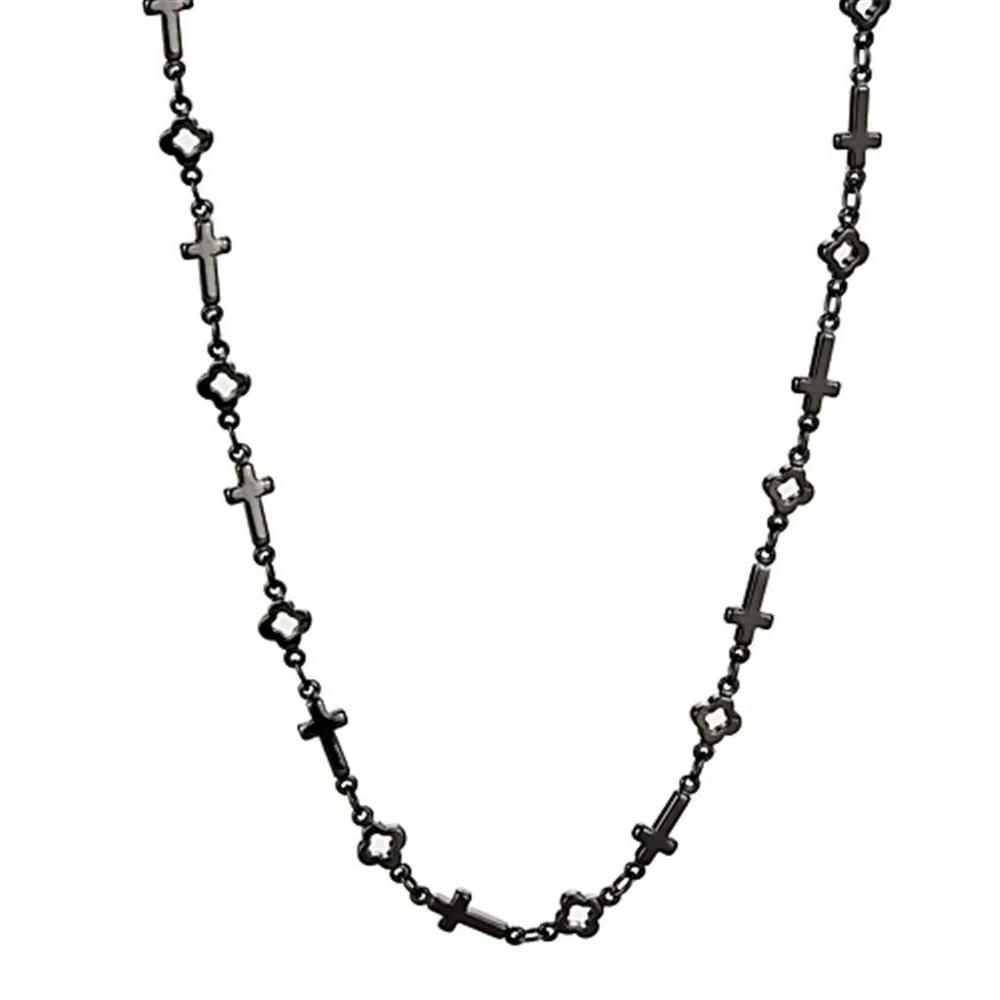 LO3454 - TIN Cobalt Schwarz Messing Halskette ohne Stein