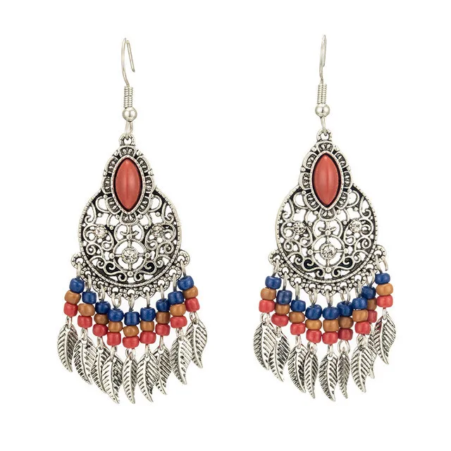 Tassel Round Elegant Jewelry Alloy Vintage Hollow Carved Ohrringe