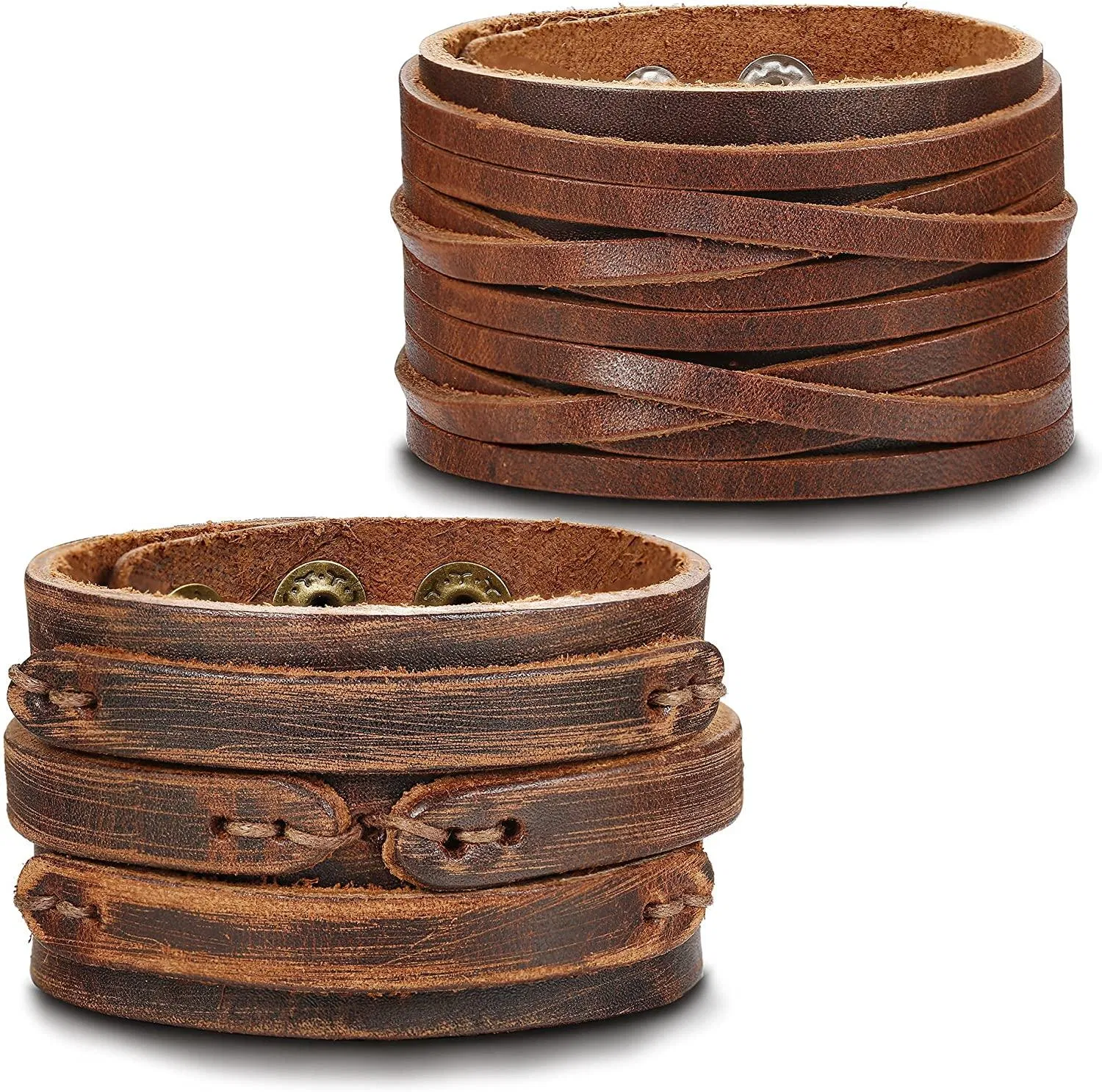 Handgefertigtes echtes Lederarmband verstellbares breites braunes Gürtel Manschetten Armband Punk Armband
