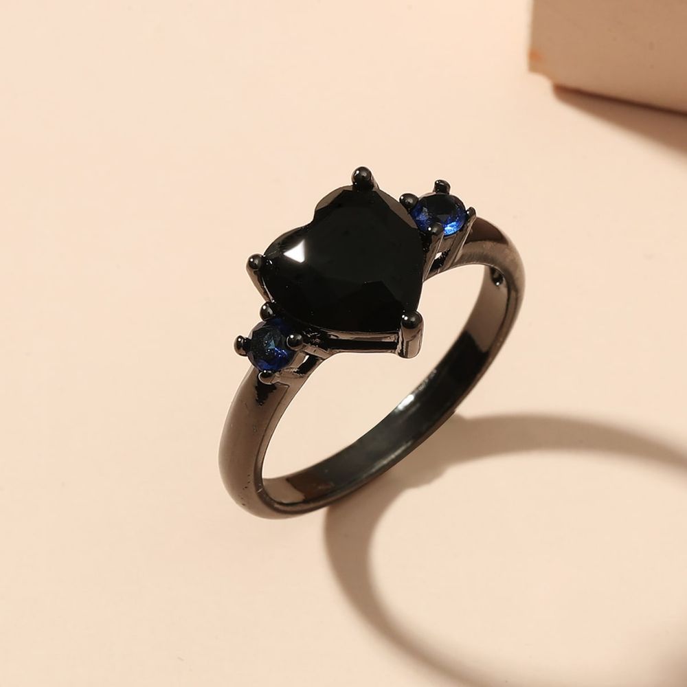 Europäische und amerikanische Frauen Herz-förmige Gun Schwarzer Ring