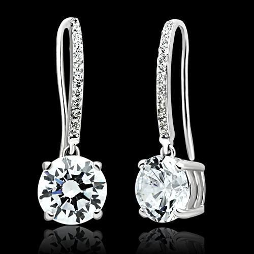 TS052 - Rhodium 925 Sterling Silber Ohrringe mit AAA-Klasse CZ in Clear