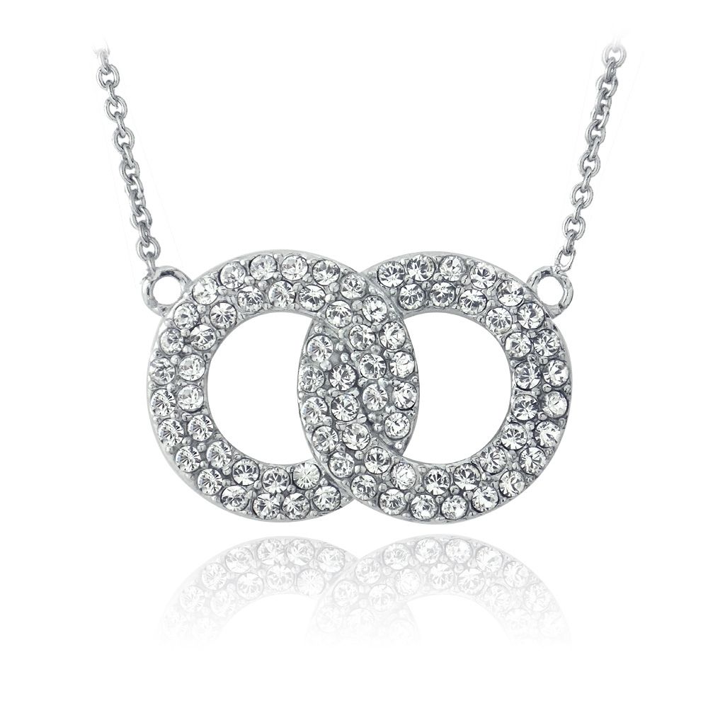 Silberton Swarovski Elemente Verknüpfung Kreise Halskette