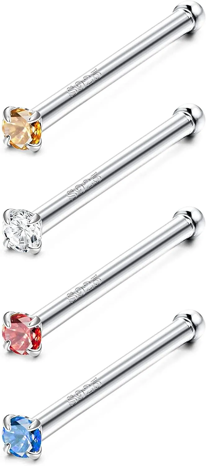 925 Sterling Silber Nasenringe L-geformte Nasen Piercings 20G Multi-Color Opal CZ Nasen Studs für Frauen Nasenloch Lippenknorpel Körperschmuck