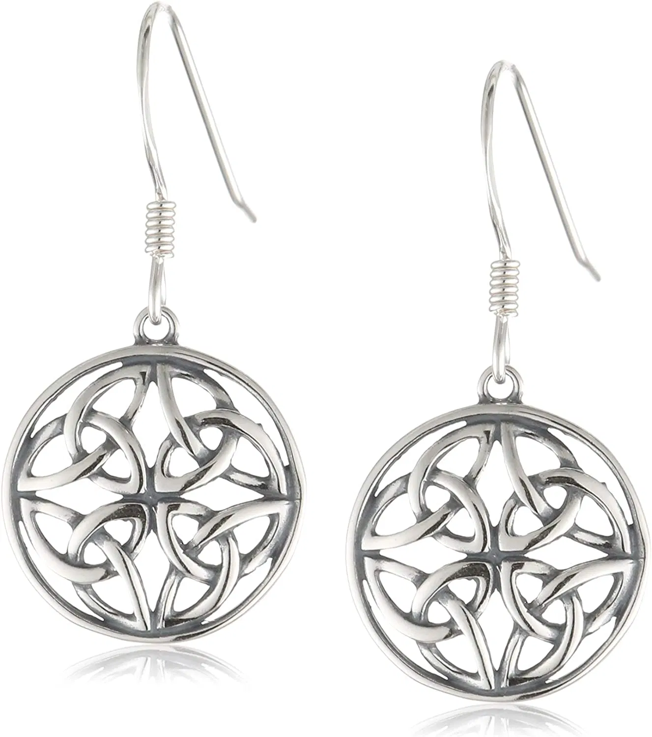 Amazon Collection Sterling Silver Celtic Knot Round Drop Wire Ohrringe