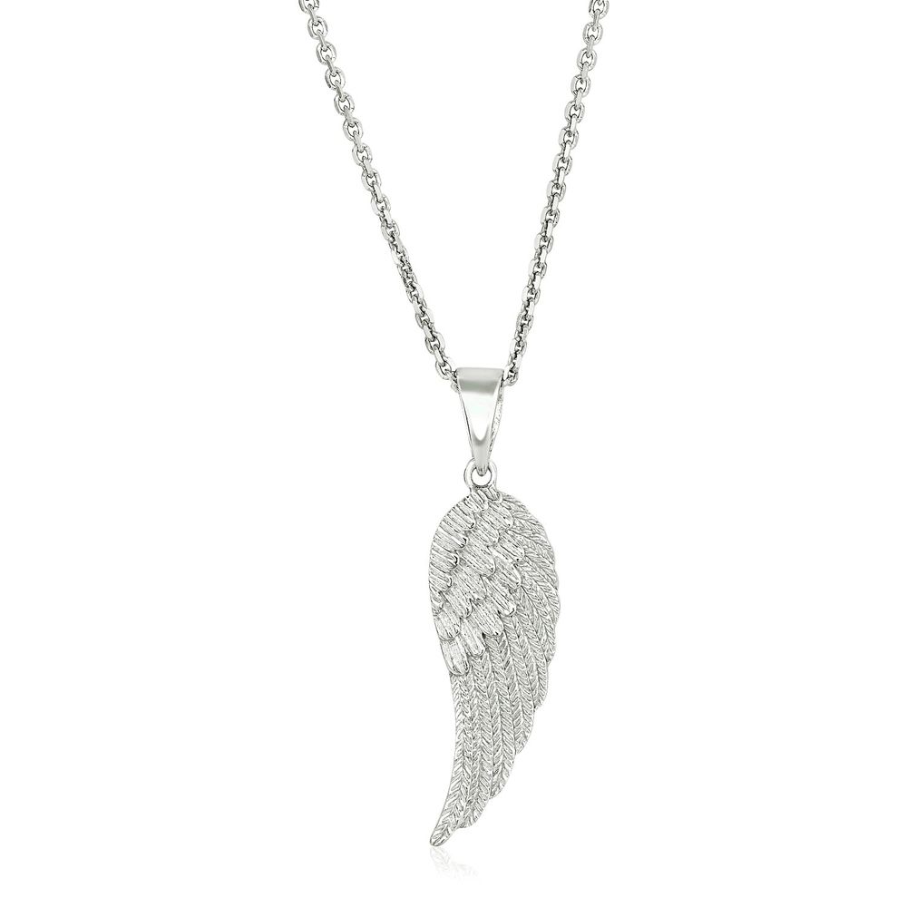 Sterling Silber mit großem texturisierten Angel Wing Anhänger