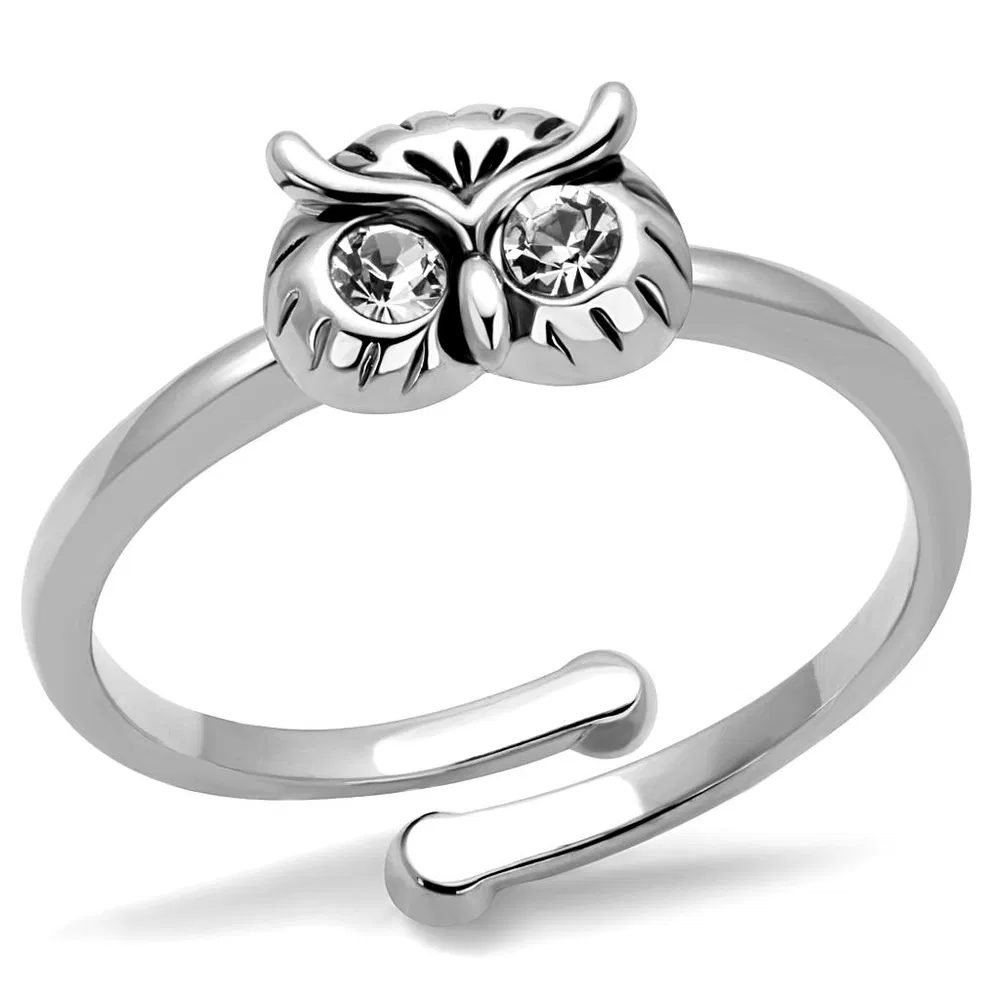 LO4049 - Rhodium-Messing - Ring mit Top-Grade - Kristall in Clear