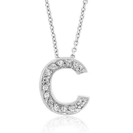 Sterling Silber CZ Letter C Initial Pendant