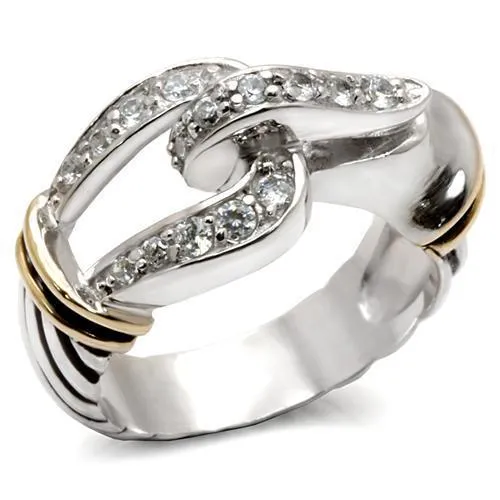 37709 - Umgekehrter Zwei-Ton - 925 Sterling-Silberring mit AAA-Klasse CZ in Clear