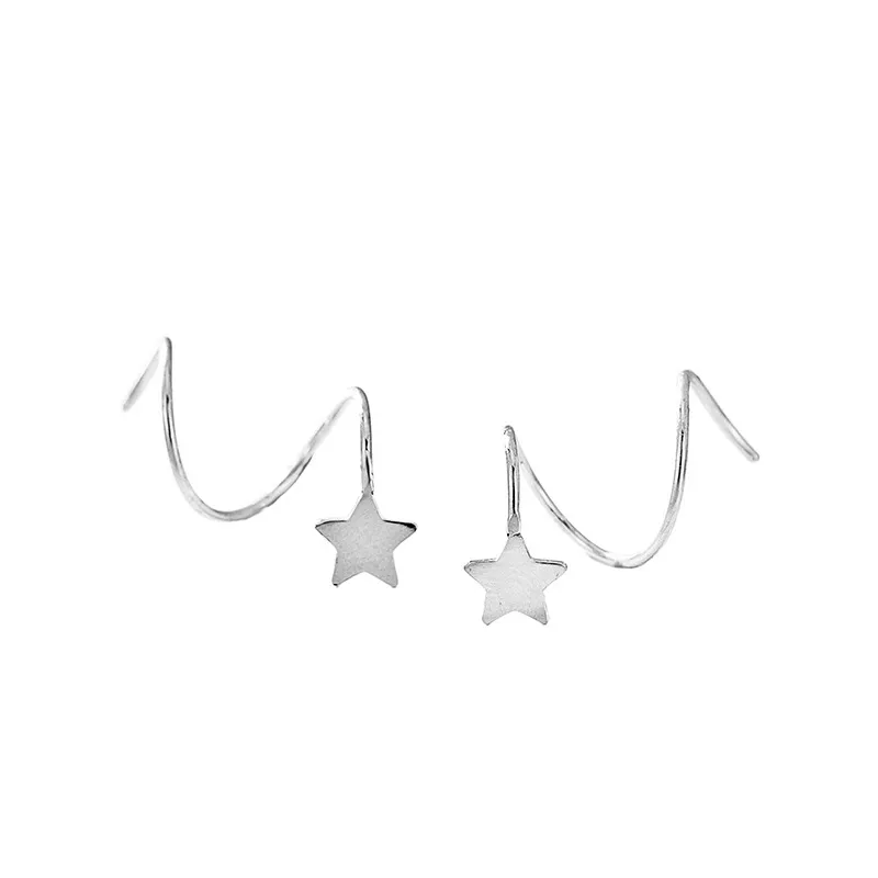 Neue 925 Silber Pentagramm Stud Ohrringe für Damen Nische