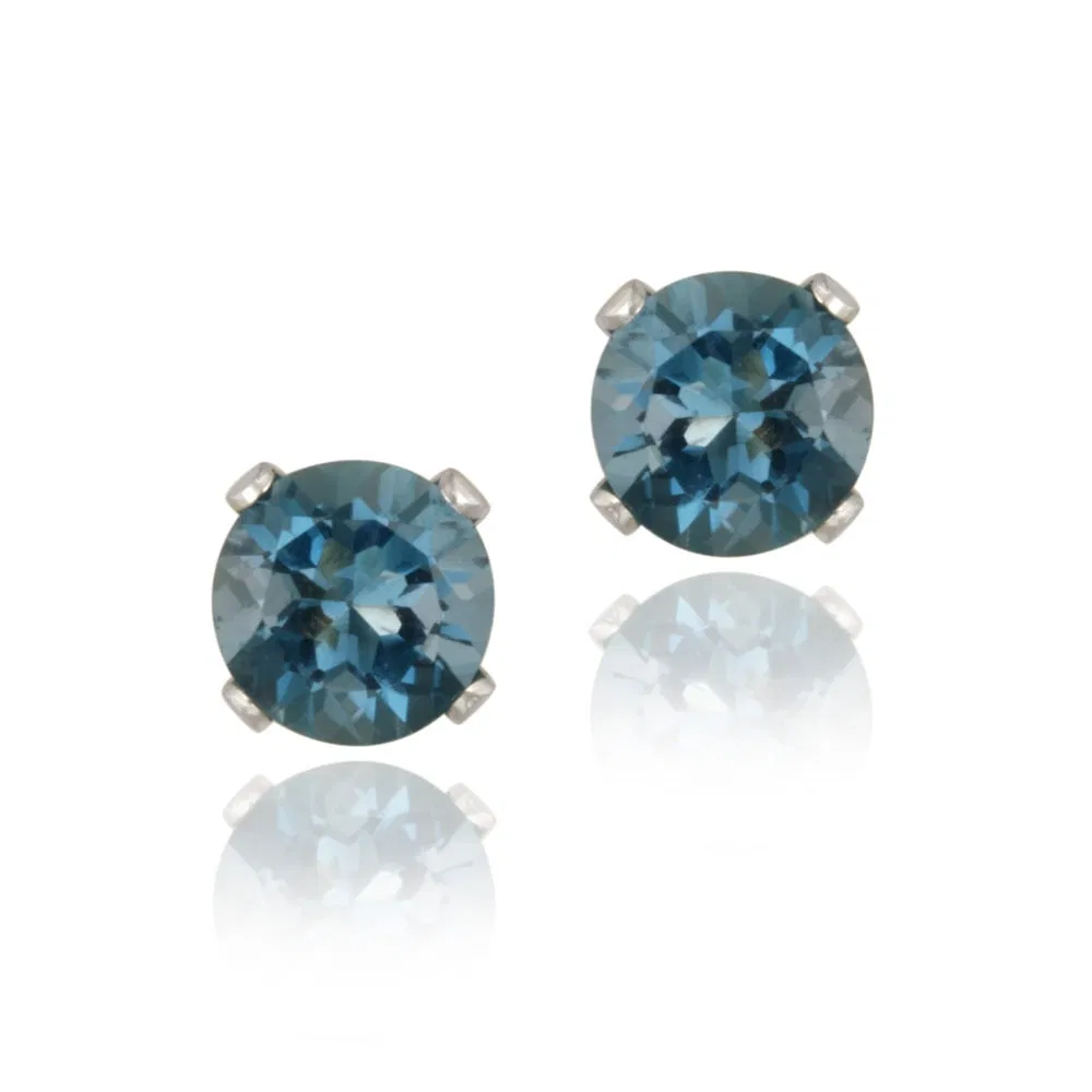 Sterling Silber 3,2ct London Blue Topaz Stud Ohrringe, 7mm