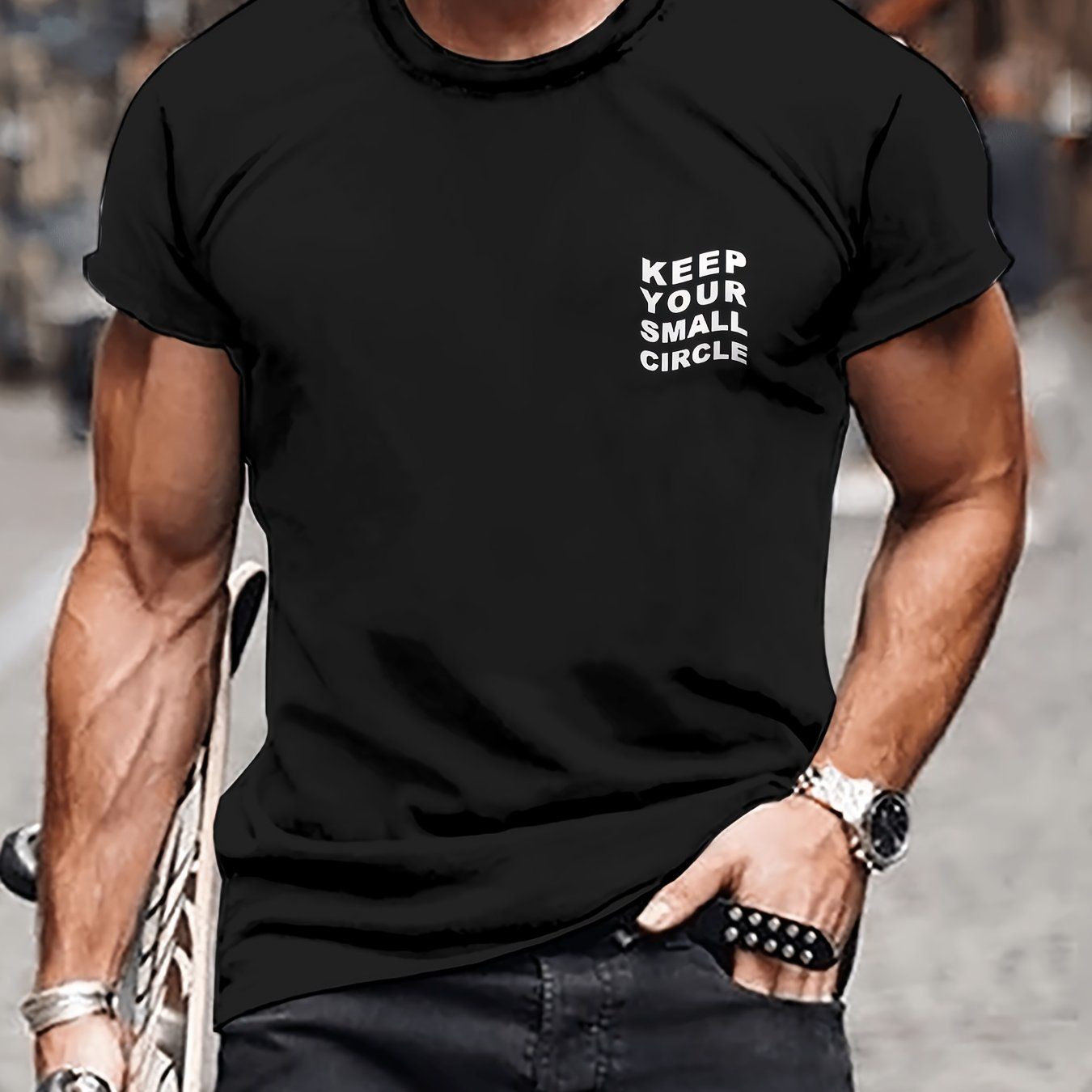 Herren Sommer Casual T-Shirt - atmungsaktive Polyesterfaser, runder Hals, kurzer Ärmel, einzigartiges Buchstaben-Druck - Design, maschinell waschbar