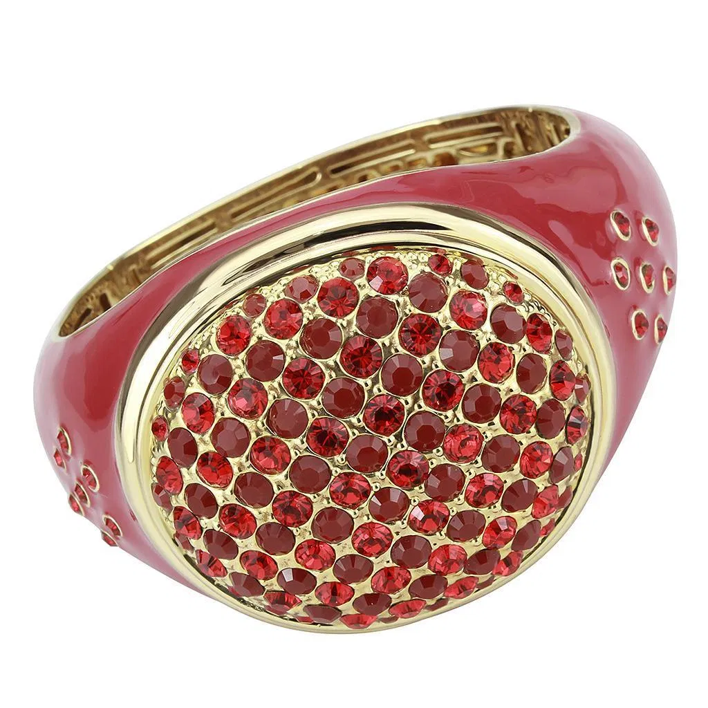 LO4327 - Gold Brass Armband mit synthetischem Glas in Rot-Serie