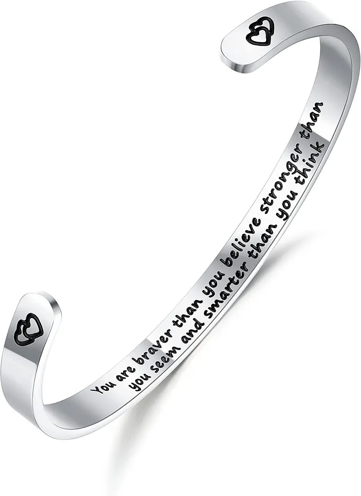 Inspirierende Armbänder für Frauen Motivation Mantra Zitat Manschettenarmbänder für besten Freund Mitarbeiter für Teenager Mädchen Personalisierte Ermutigung Geburtstagsgeschenk mit Box
