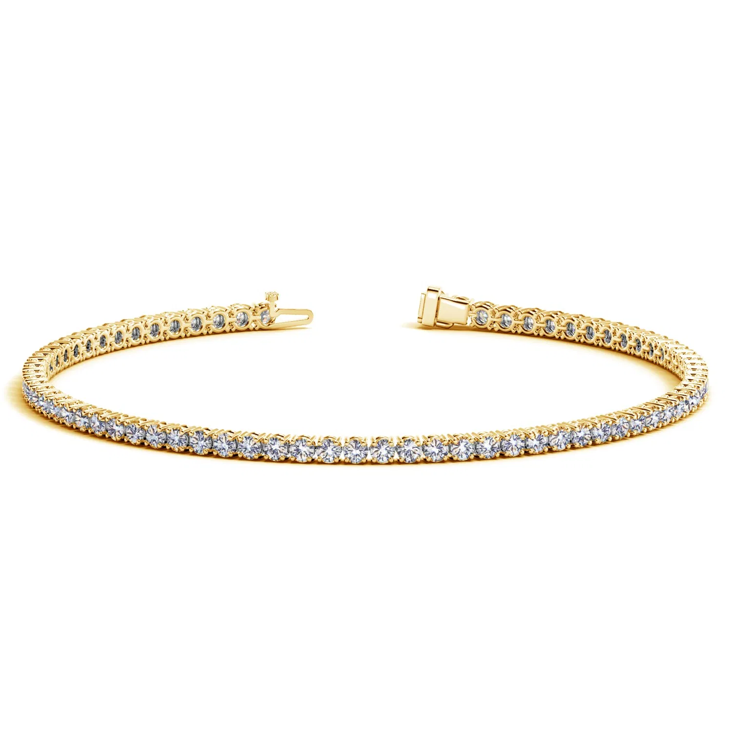 14 Karat Gelbgold Round Diamond Tennis Armband (2 cttw)