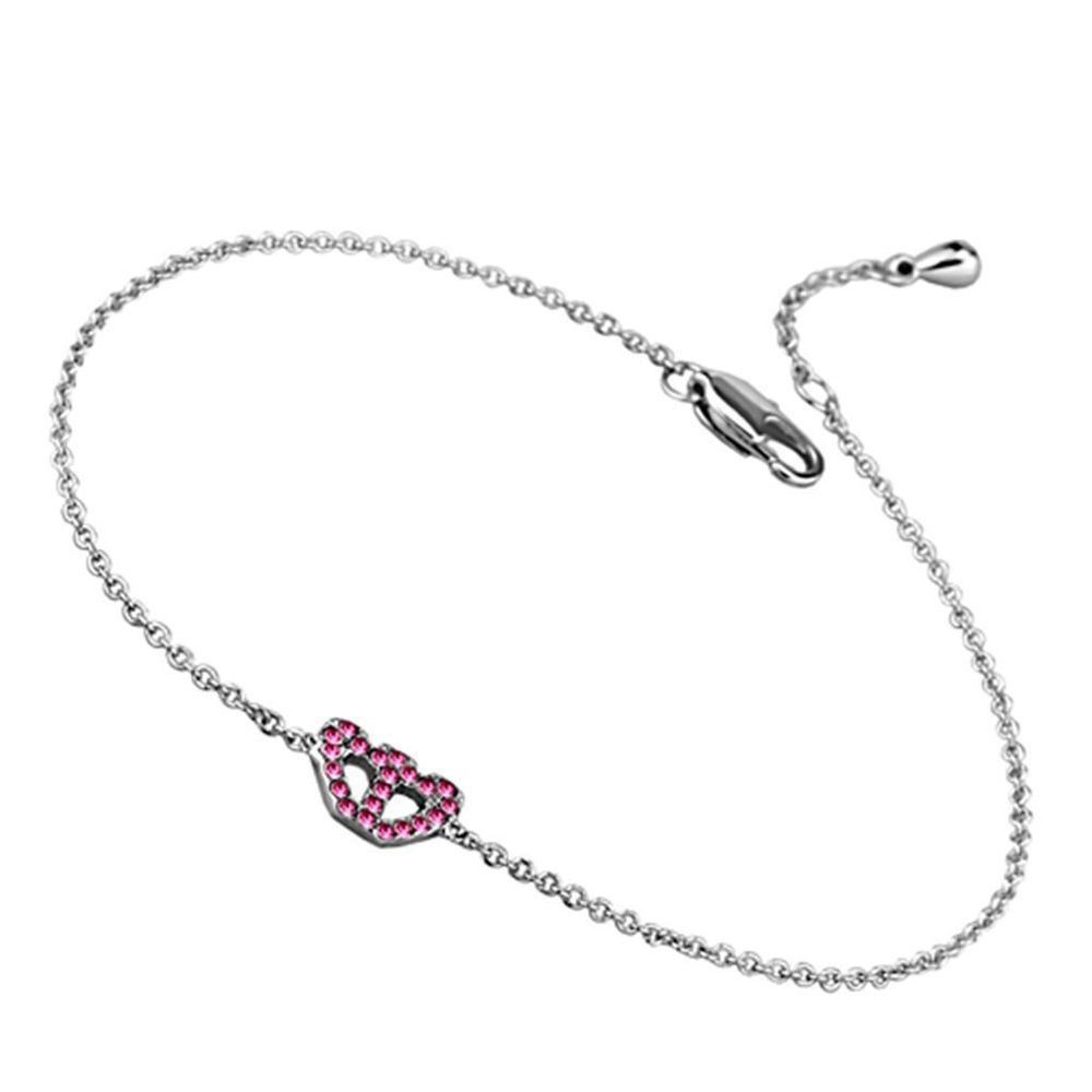 LO3229 - Rhodium Brass Armband mit Top-Grade - Kristall in Rose