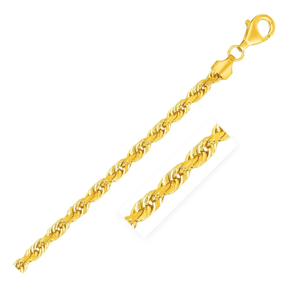 7.0mm 14K Gelbgold Solid Diamond Cut Rope Kette
