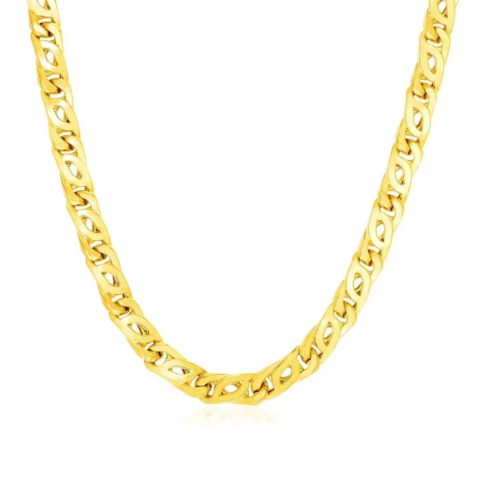 14 Karat gelbe Gold poliert Abstrakt Link Halskette