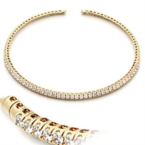 LO830 - Gold-Messing - Halskette mit AAA-Klasse CZ in Clear