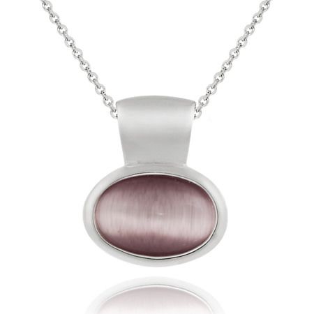 Sterling Silver Bezel Set Lavender Cats Eye Slide / Pendent