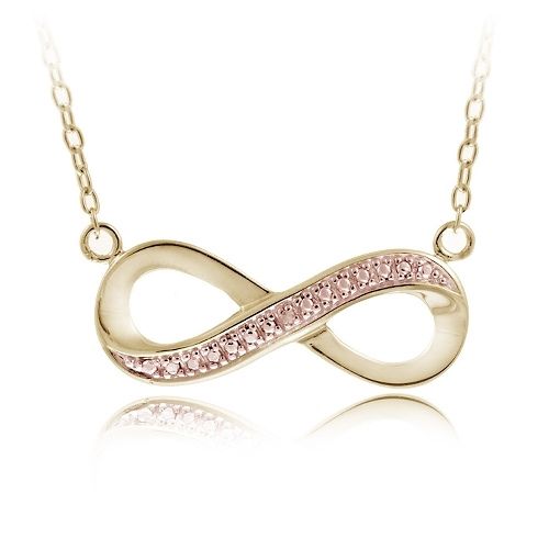 18 Karat Gold über Silber Champagner Diamant Akzent Zwei-Tone Infinity Halskette