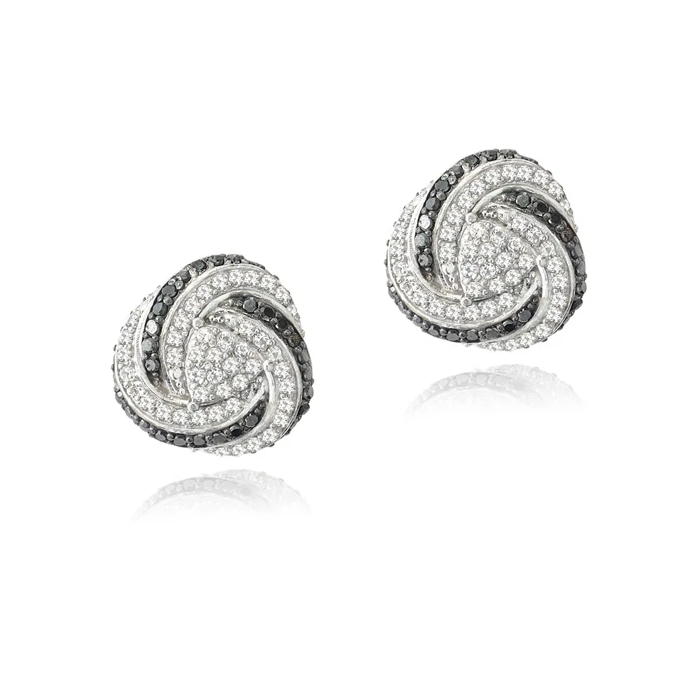 Sterling Silber 2 / 5ct Black Diamond & White Topaz Love Knot Stud Ohrringe