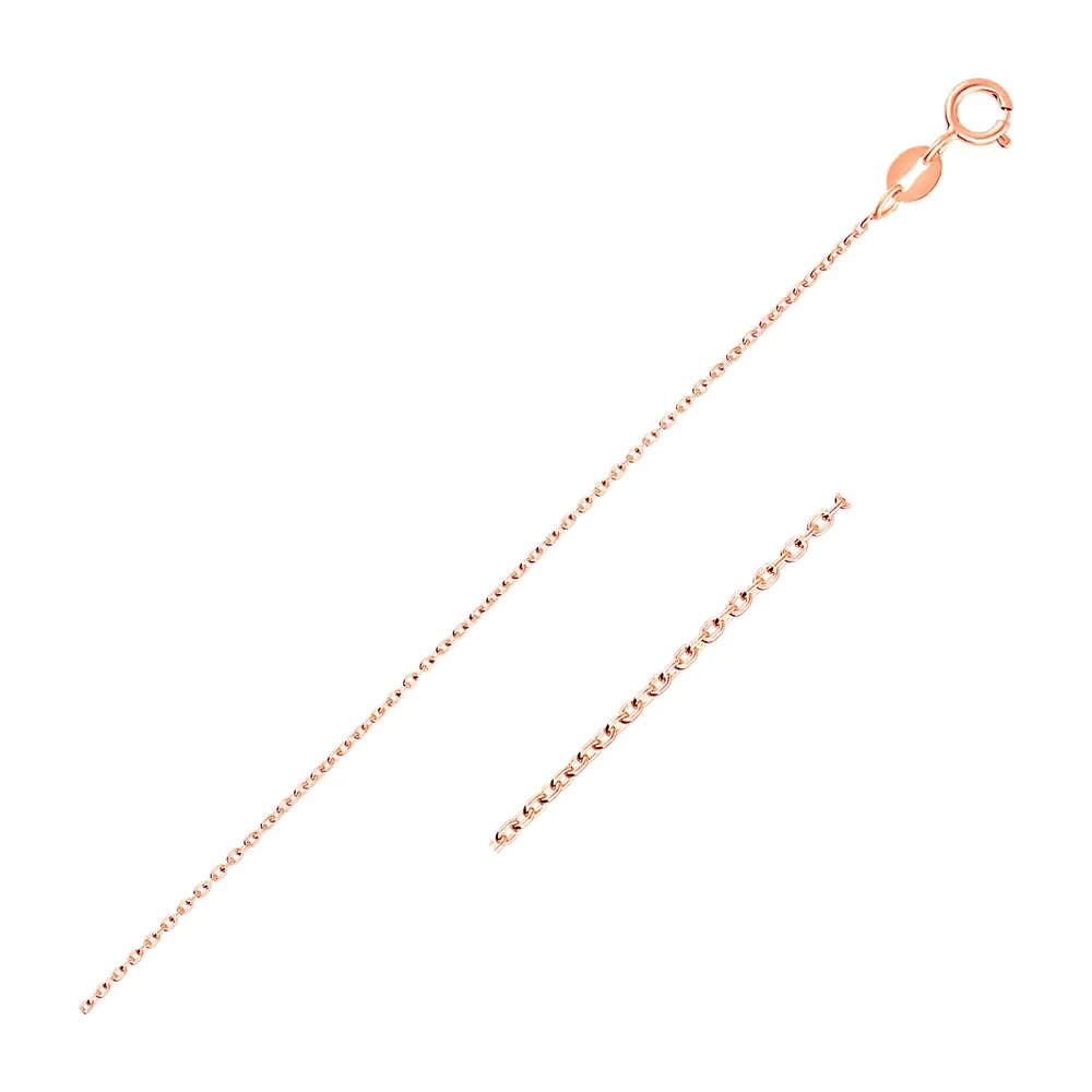 14 Karat Pink Gold Oval Cable Link Kette 0,7 mm