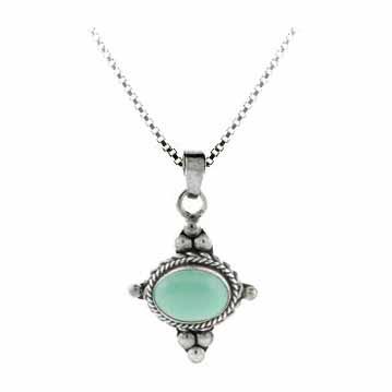 Sterling Silber Variscite Bali Perlen Ost West Anhänger