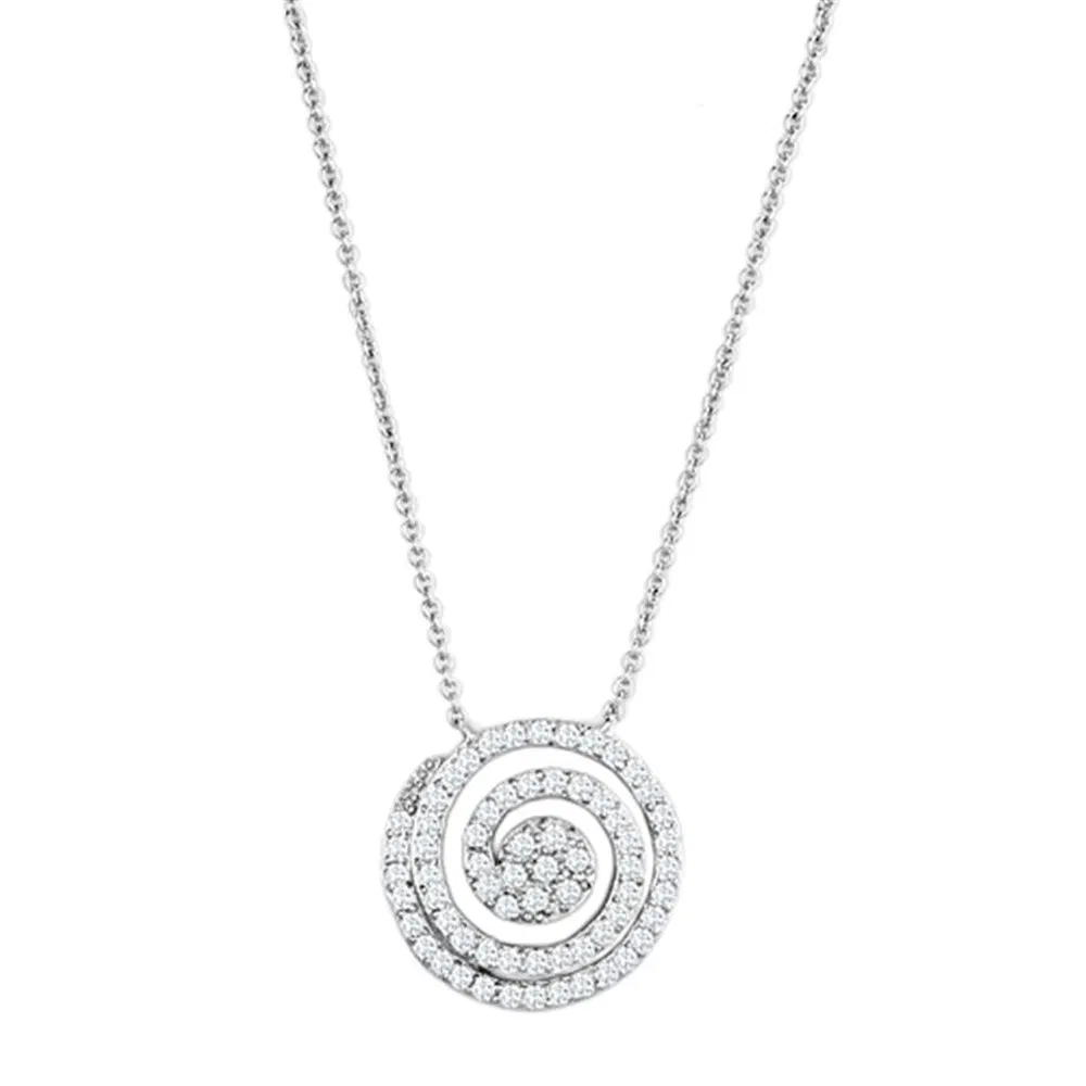 3W422 - Rhodium-Messing - Halskette mit AAA-Klasse CZ in Clear