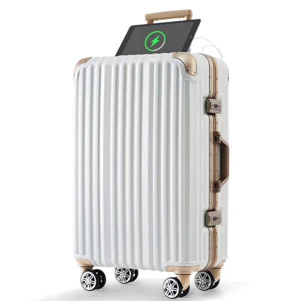 1pc 20in Aluminium-Rahmen - Gepäck mit USB-Anschluss, Urlaubs-Train - Koffer mit Spinner-Räder und TSA-Lock, Reise-Trolley - Case für kurze Geschäftsreisen, Strandurlaub, Mondlicht