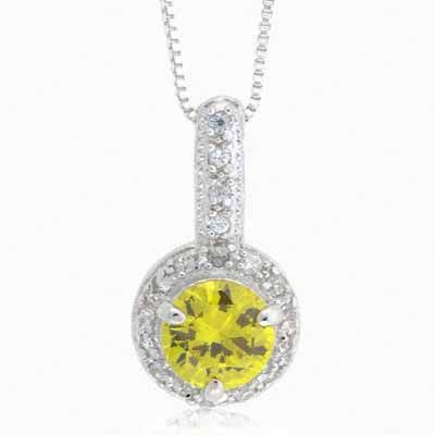 Runde gelbe cz und simulierte Diamant CZ Silber Anhänger