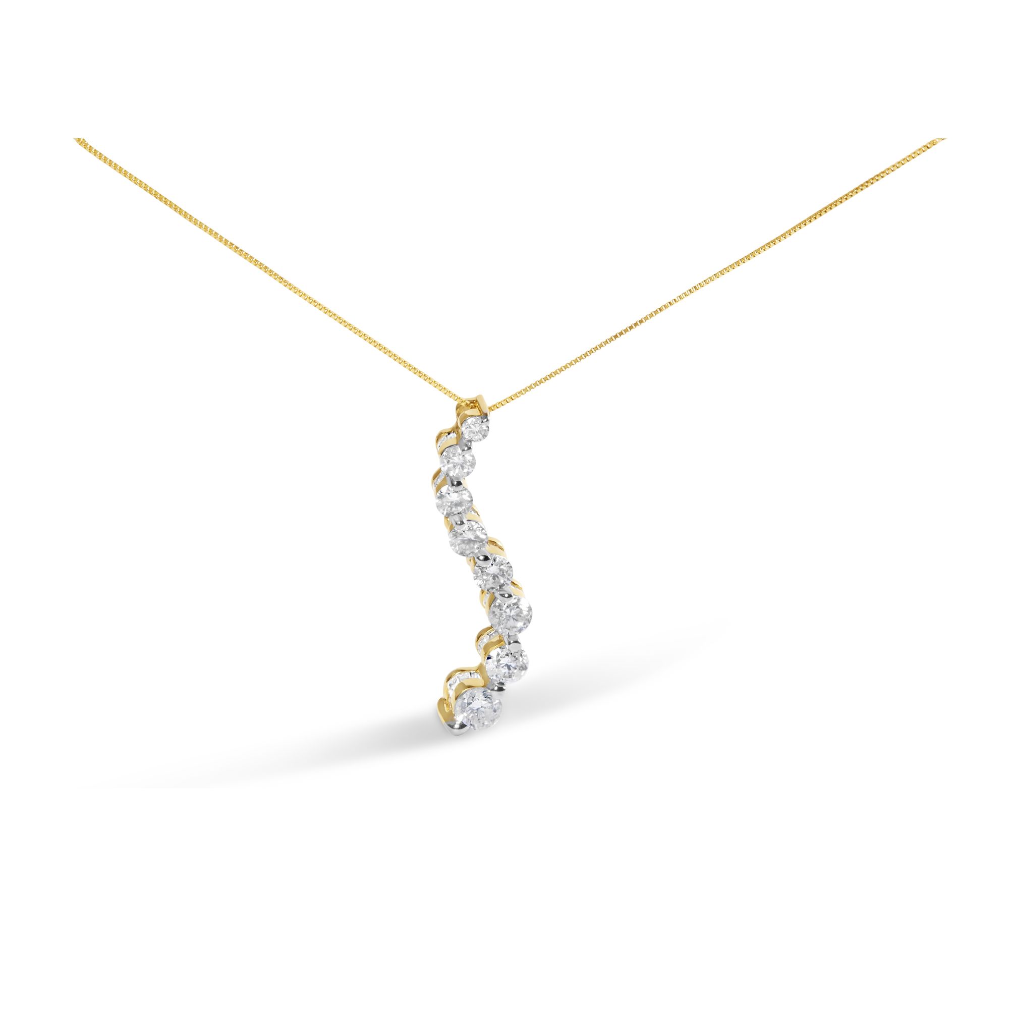 AGS zertifiziertes 14K Gelbgold 3,0 Cttw Baguette und Brilliant Round-Cut Diamond Journey 18