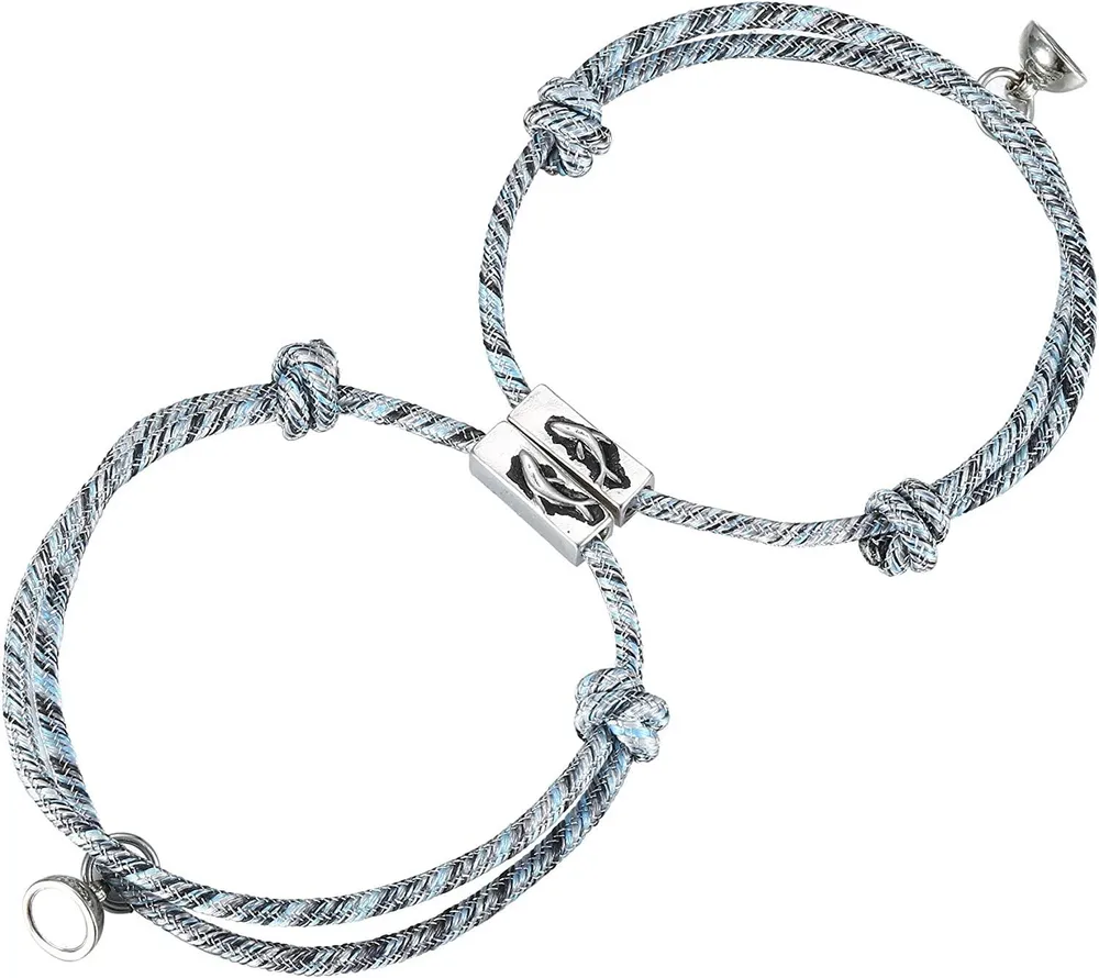 2 PCS Paar Magnetarmband gegenseitige Anziehung Armband Set Seil geflochten Charme Anhänger Armband Paar Armbänder Schmuck Geschenke für Frauen Männer Liebhaber