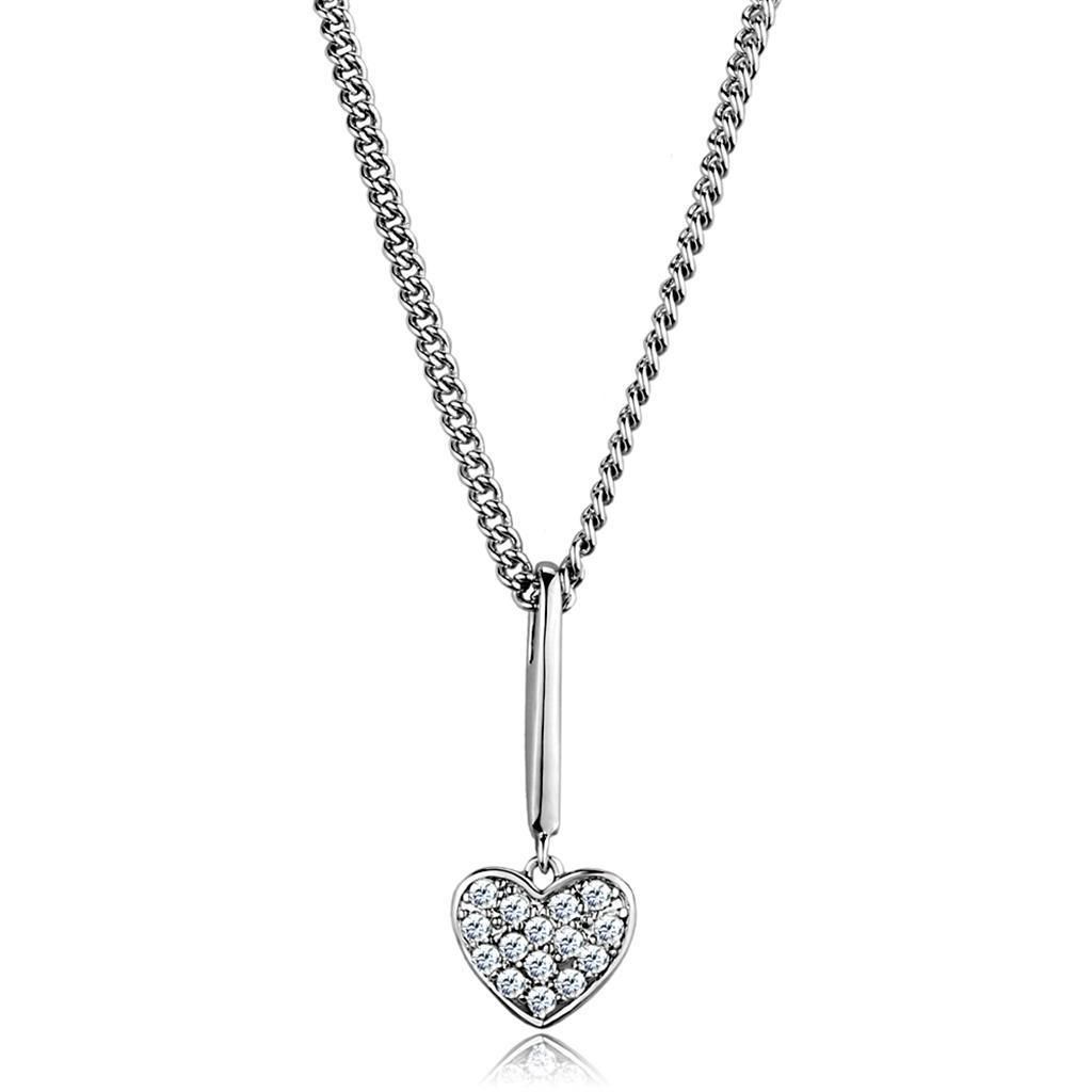 3W773 - Rhodium-Brass - Kettenhänger mit AAA-Klasse CZ in Clear