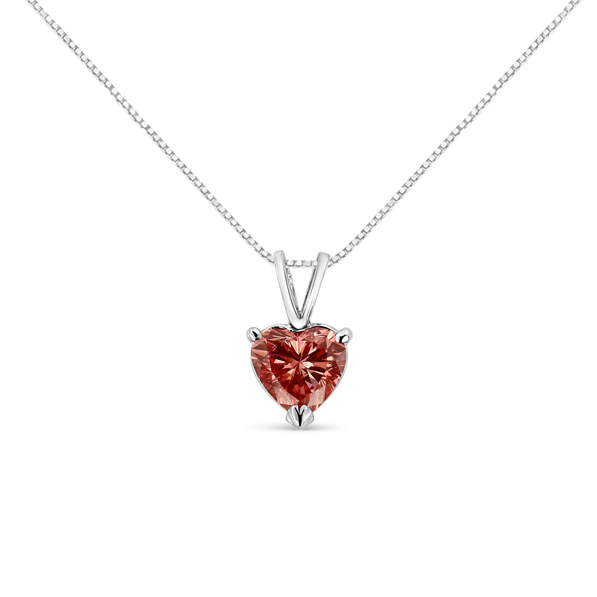 IGI zertifiziertes 14K Weißgold Martini Set 1.00 Cttw Lab Grown Pink Heart Diamond Solitaire 18