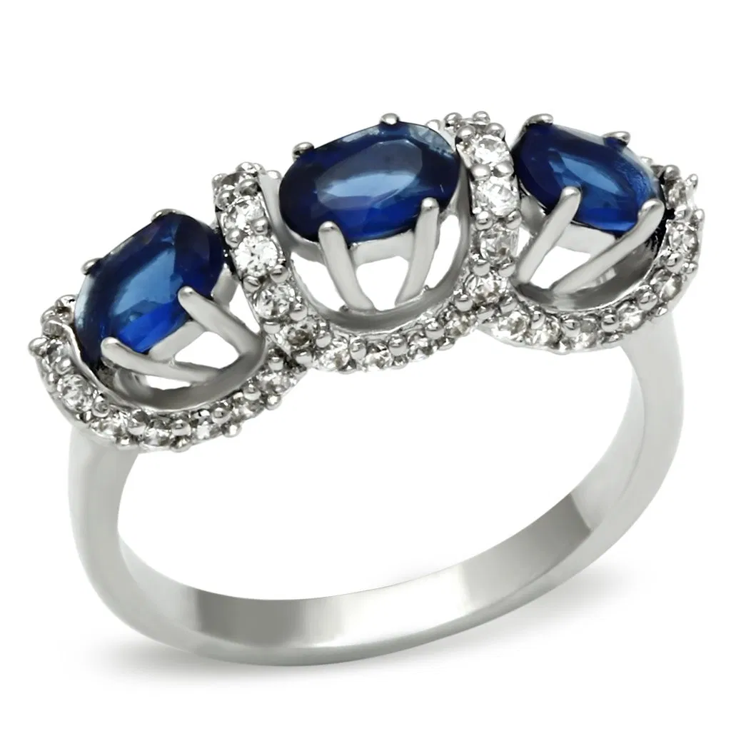 3W172 - Rhodium-Messing - Ring mit synthetischem Synthetischglas in Montana