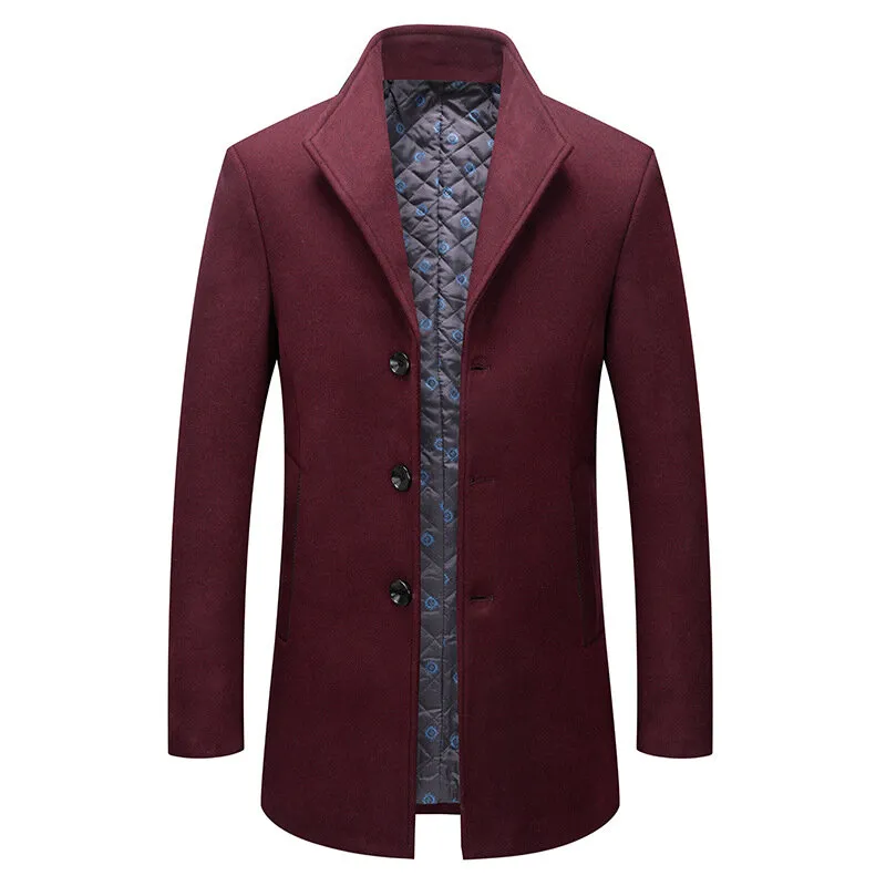 Männer Lined Wool Blend Pea Coats Outwear