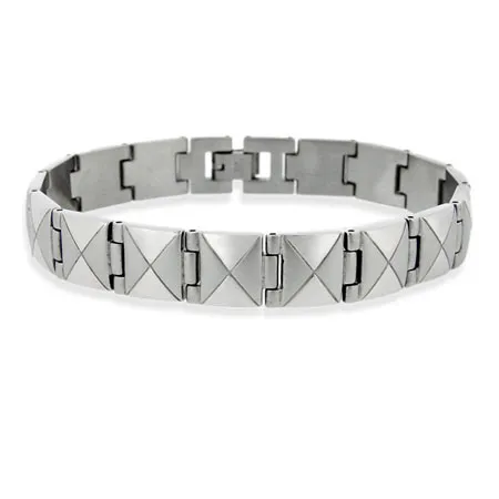 Edelstahl Poliert Brushed Geteilt Square Men Link Armband