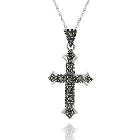 Sterling Silber Gothic Celtic Cross Marcasit Anhänger