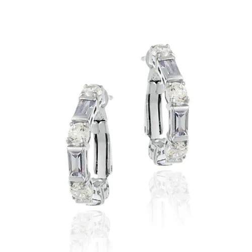 Sterling Silber Lavendel und farblos CZ Sterling Silber Ohrringe