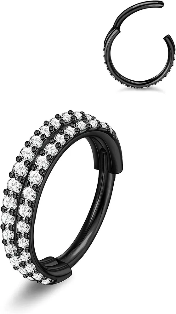 16G Septum Clicker Nasenring Doppel gestapelt Knorpel Muschel Helix Ohrringe Hoop 316L Chirurgisch Scharnier Segment Lippenringe Daith Tragus Lobe Ohrringe Piercing für Frauen